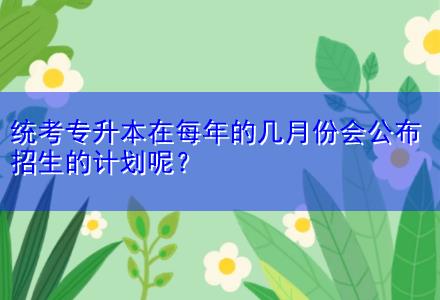 統(tǒng)考專(zhuān)升本在每年的幾月份會(huì)公布招生的計(jì)劃呢？
