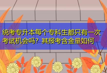 統(tǒng)考專升本每個(gè)?？粕贾挥幸淮慰荚嚈C(jī)會嗎？其報(bào)考含金量如何