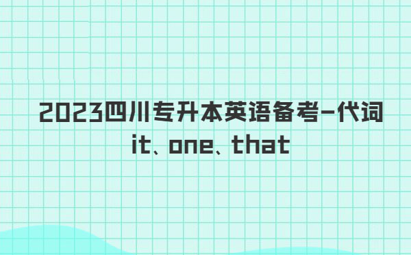 2023四川專升本英語備考-代詞it、one、that