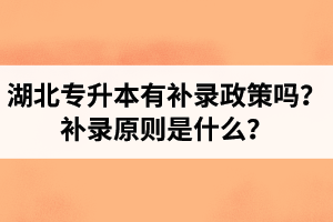 湖北專升本有補錄政策嗎？補錄原則是什么？