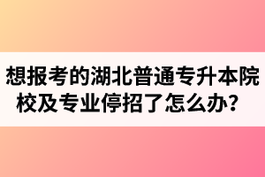 想報考的湖北普通專升本院校及專業(yè)停招了怎么辦？