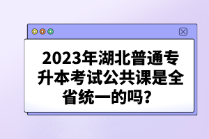 2023年湖北普通專升本考試公共課是全省統(tǒng)一的嗎？
