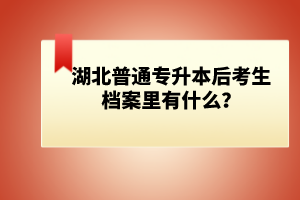 湖北普通專升本后考生檔案里有什么？