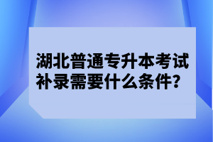 湖北普通專升本考試補(bǔ)錄需要什么條件？