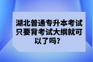 湖北普通專(zhuān)升本考試只要背考試大綱就可以了嗎？