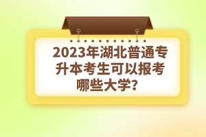 2023年湖北普通專升本考生可以報考哪些大學？