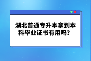 湖北普通專升本拿到本科畢業(yè)證書有用嗎？