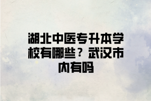 武漢有可以報(bào)中醫(yī)類(lèi)專(zhuān)業(yè)的湖北普通專(zhuān)升本學(xué)校嗎？
