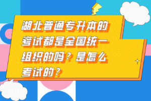 湖北普通專升本的考試都是全國統(tǒng)一組織的嗎？是怎么考試的？