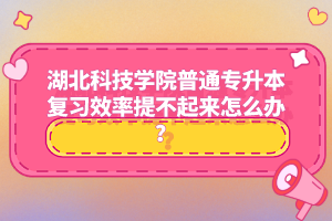 湖北科技學(xué)院普通專升本復(fù)習(xí)效率提不起來(lái)怎么辦？