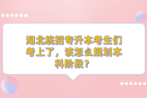 湖北統(tǒng)招專升本考生們考上了，該怎么規(guī)劃本科階段？