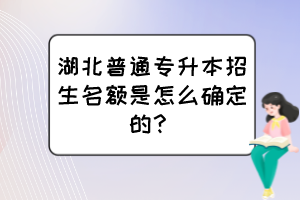 湖北普通專升本招生名額是怎么確定的？